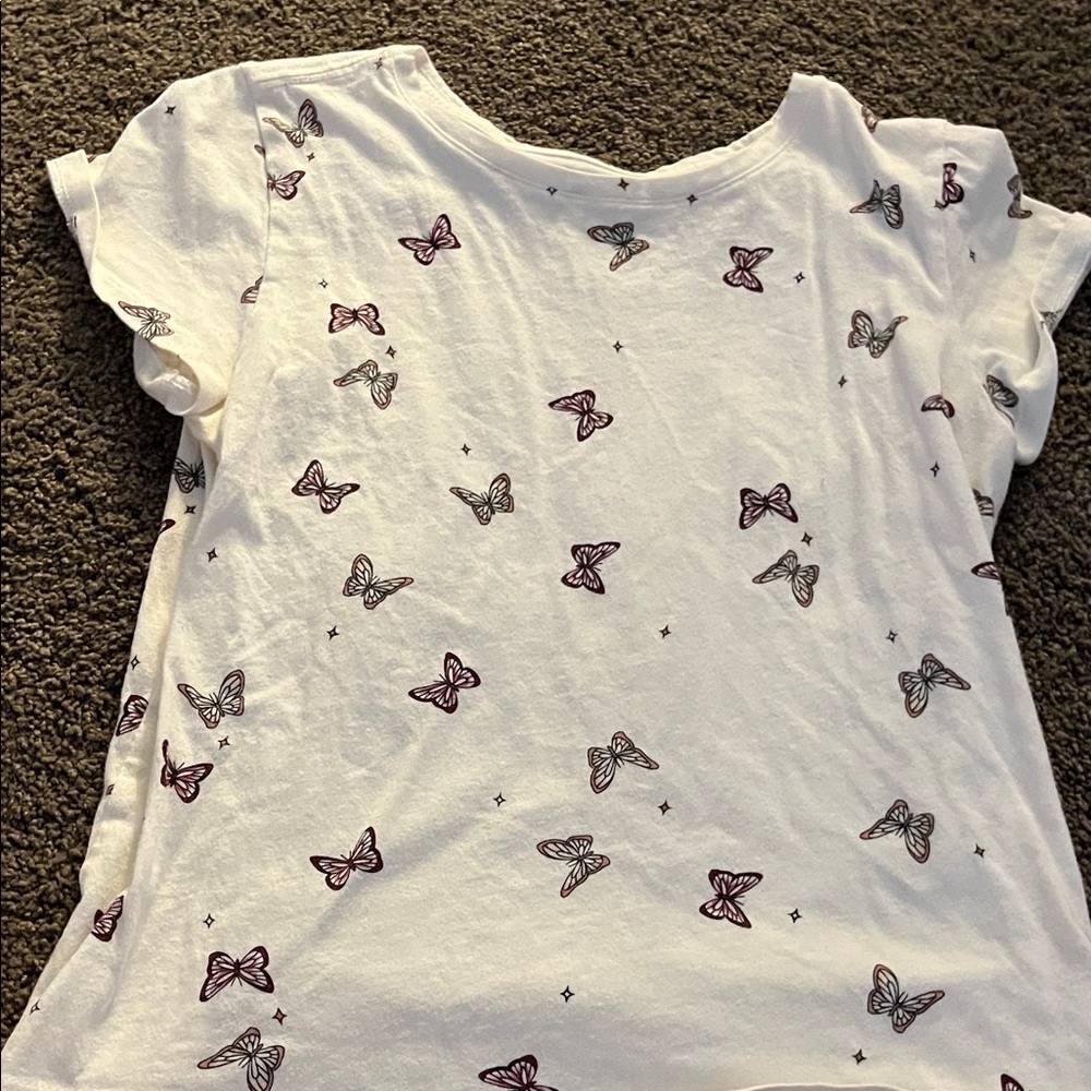 Old Navy White Butterfly Print Kids Tee